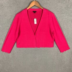 Talbots Crop Cardigan Women's Large L Coral Cotton Modal Sweater NWT $69